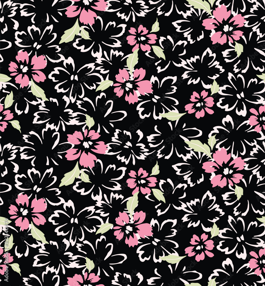 Japanese Wild Bloom Vector Seamless Pattern Japanese Wild Bloom Vector Seamless Pattern