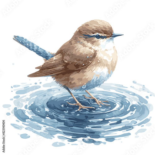 Very Beautiful highly detailed Bird watercolor vector illustration isolated on white background