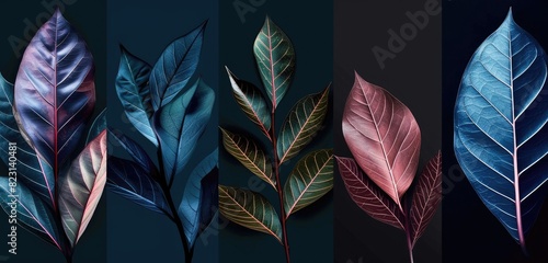 Assorted Colorful Leaves on Dark Backdrop Collection