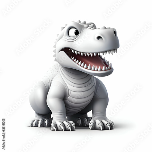 Cartoon crocodile isolated on white background. 3d rendering.