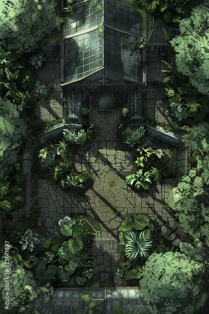 DnD Battlemap Crystal Clearing Conservatory - A enchanting botanical garden. DnD Battlemap Crystal Clearing Conservatory - A enchanting botanical garden.