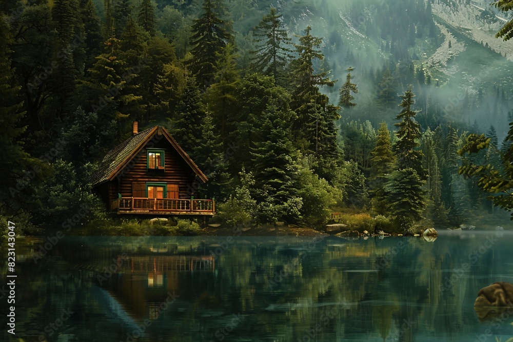a cabin on the water