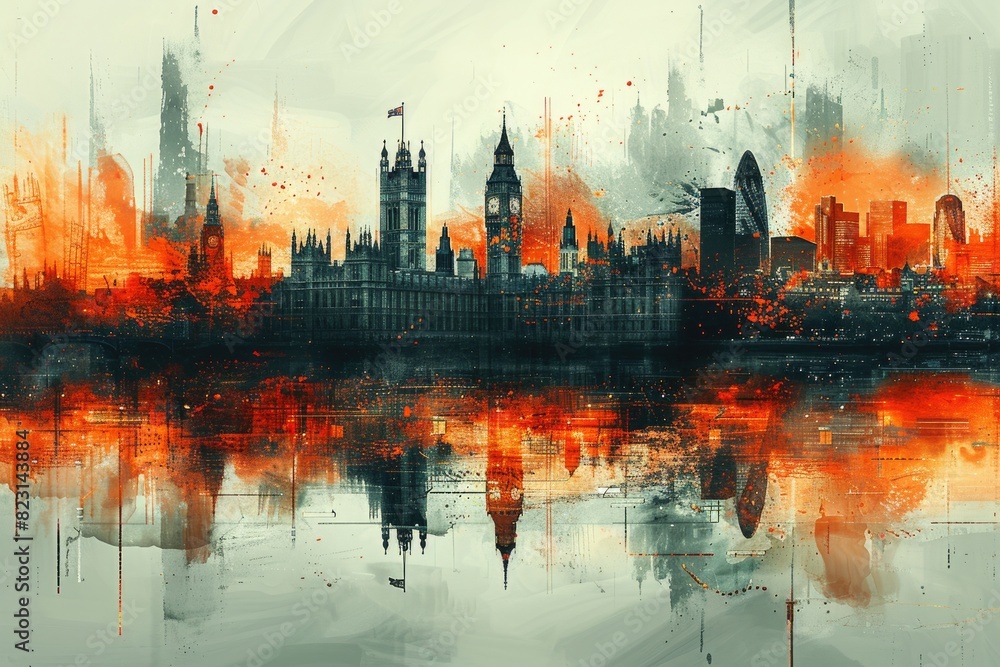 London's Big Ben and Bridge, Illustration London's Big Ben and Bridge, Illustration