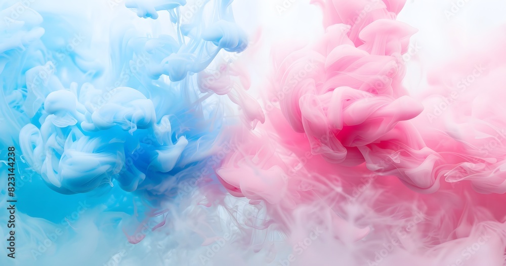 Fototapeta premium Colorful Ink in Water, Blue and Pink Abstract Background