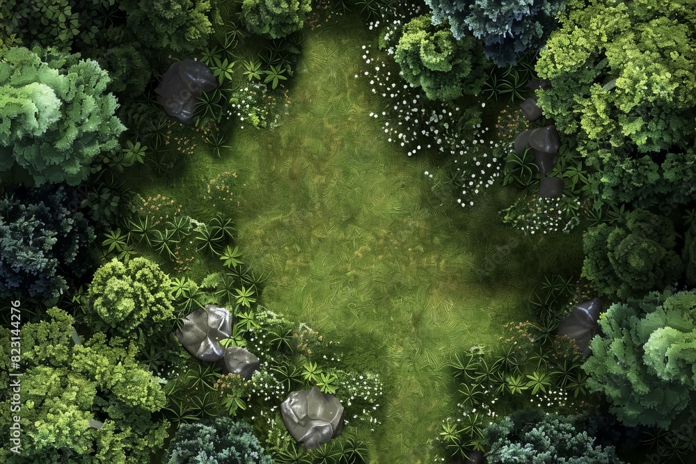 DnD Battlemap Elven clearing illustration for fantasy settings. DnD Battlemap Elven clearing illustration for fantasy settings.