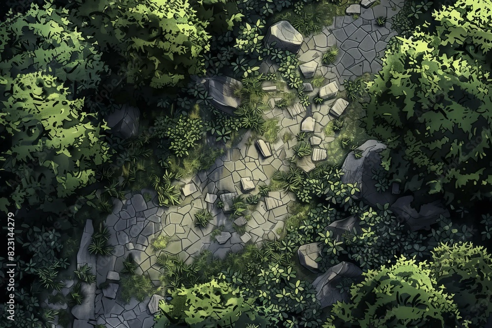 DnD Battlemap Elven Clearing Battlemap Sty. Green fantasy forest clearing. DnD Battlemap Elven Clearing Battlemap Sty. Green fantasy forest clearing.