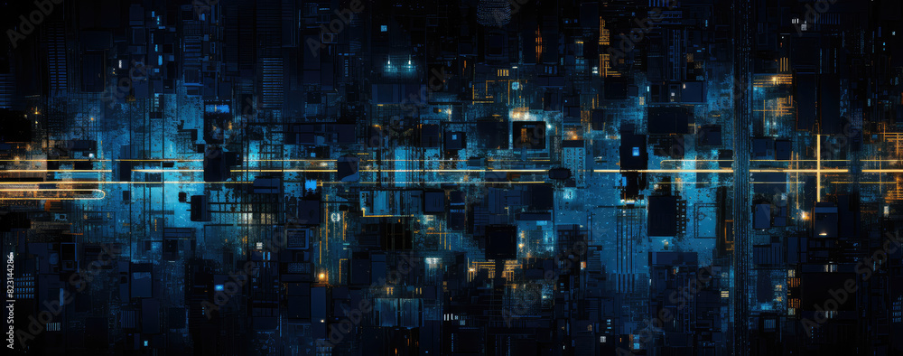 Futuristic Digital Cityscape Abstract Background