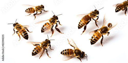 Swarm of bees isolated on white background © Oksana
