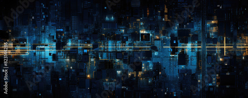 Futuristic Digital Cityscape Abstract Background