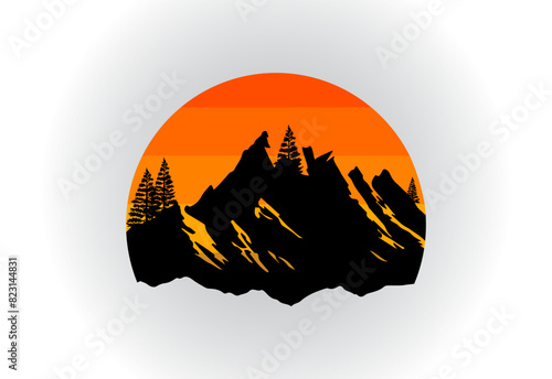 Mountain Logo. Mountain peak summit logo design. Outdoor hiking adventure icon. Vector illustration. Pro Vector Flat Vector Logo Design Template Element.
