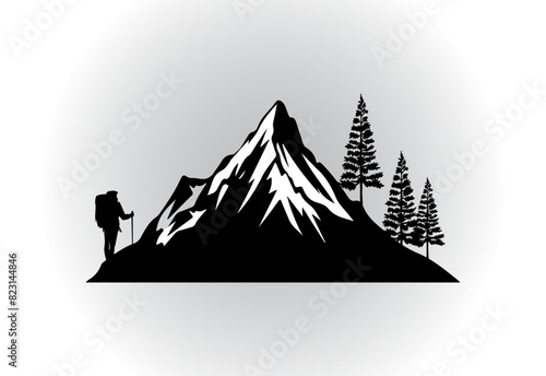 Mountain Logo. Mountain peak summit logo design. Outdoor hiking adventure icon. Vector illustration. Pro Vector Flat Vector Logo Design Template Element.