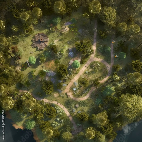 DnD Battlemap Enchanted Grove. Unicorns and fairies in a magical forest.