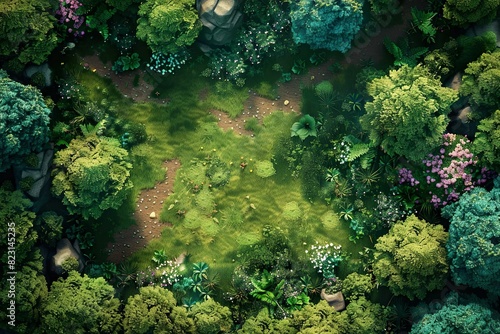 DnD Battlemap Enchanted Meadow: Dense forest clearing with pathway. © Fox