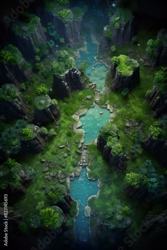 DnD Battlemap Extraterrestrial Jungle - Beautiful alien landscape with lush vegetation.