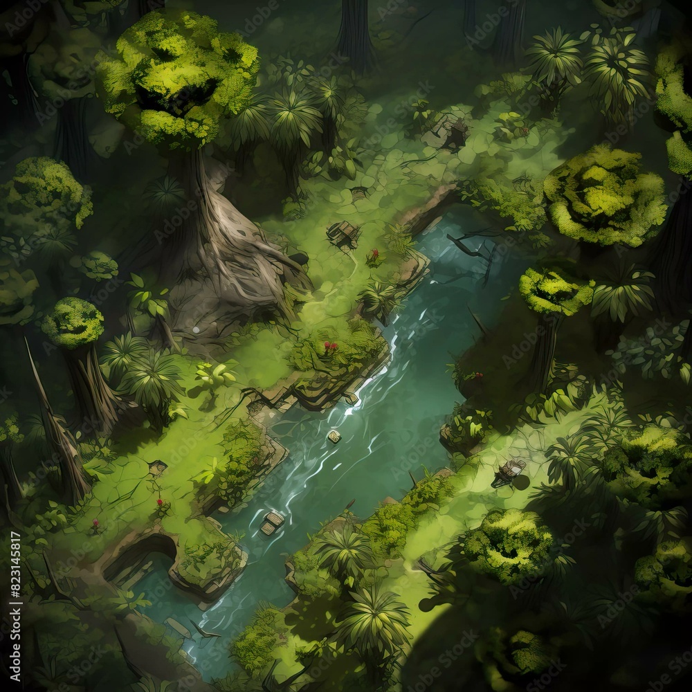 DnD Battlemap Extraterrestrial Jungle - Lush Tropical Forest.