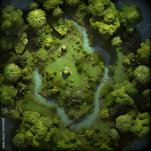 DnD Battlemap Extraterrestrial jungle, a lush tropical forest.