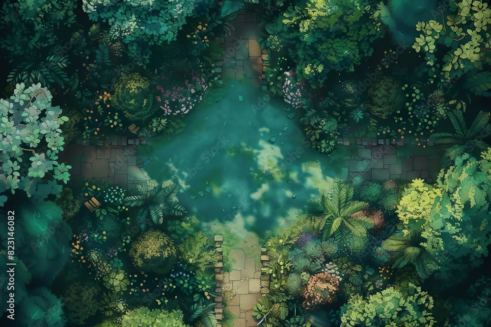 DnD Battlemap Fairy Glade Battlemap: Green magical clearing.
