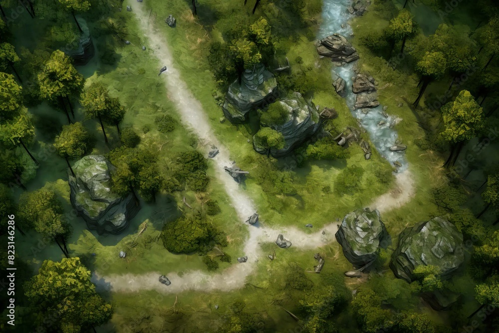 DnD Battlemap Fantasy forest road battle. DnD Battlemap Fantasy forest road battle.