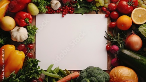 Blank space surrounded with food ingredient  Healthy food advertising template