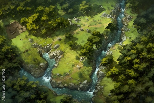 DnD Battlemap Forest Battlemap: Dense and detailed forest map for gaming.