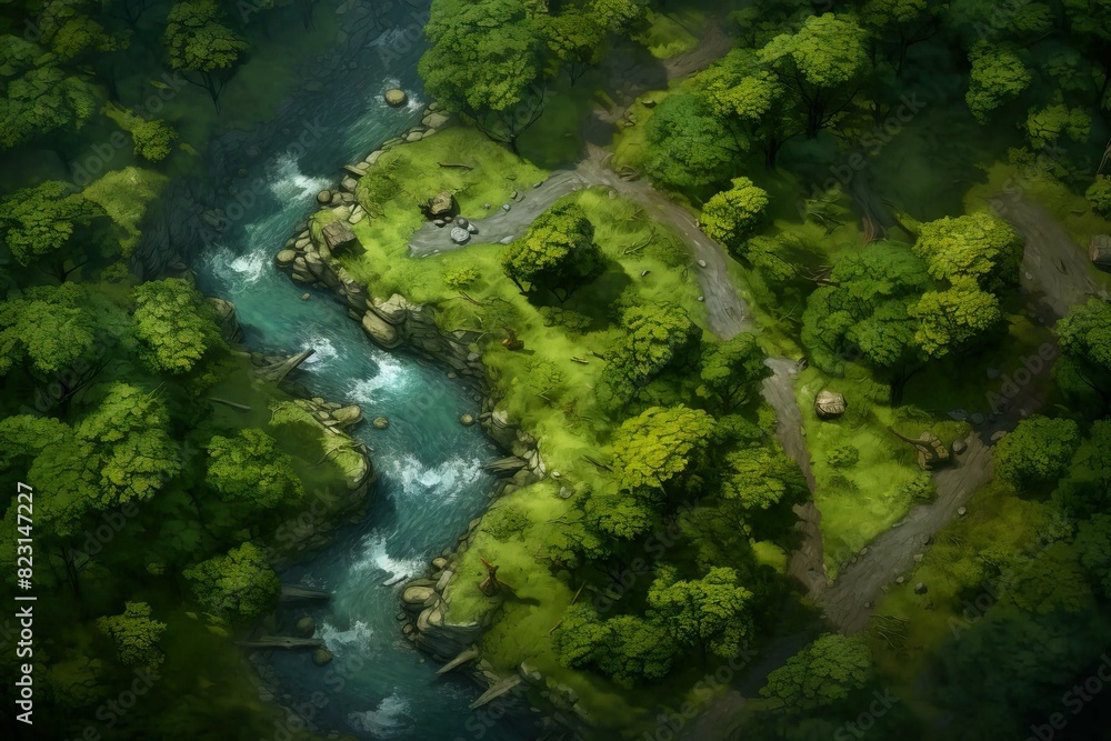 DnD Battlemap Battle Map for Forest - Lush environment for a battle.