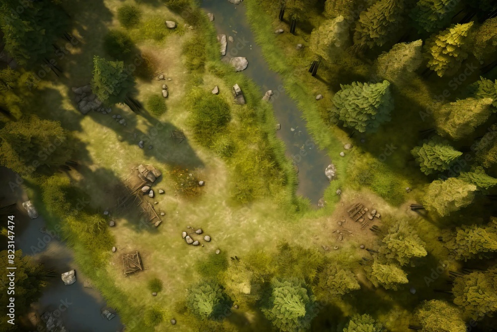 DnD Battlemap Forest Clearing: Battle Map - A detailed map for outdoor combat.