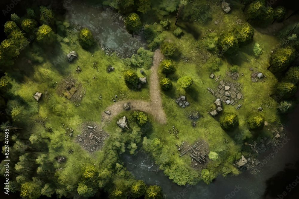 DnD Battlemap Forest Clearing - A battlemap for tabletop role-playing games.