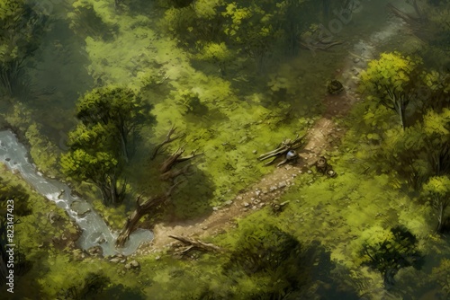 DnD Battlemap Forest Clearing Battlemap - Detailed fantasy setting for RPG.