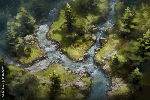 DnD Battlemap Forest Clearing: A serene, secluded spot in nature. © Fox