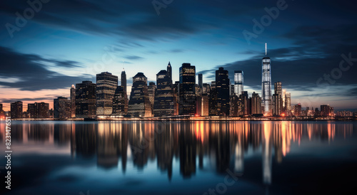 Twilight Serenity: Urban Skyline Reflections