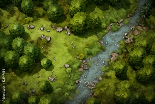 DnD Battlemap forest clearing battlemap - A detailed battlemap set in a forest clearing.