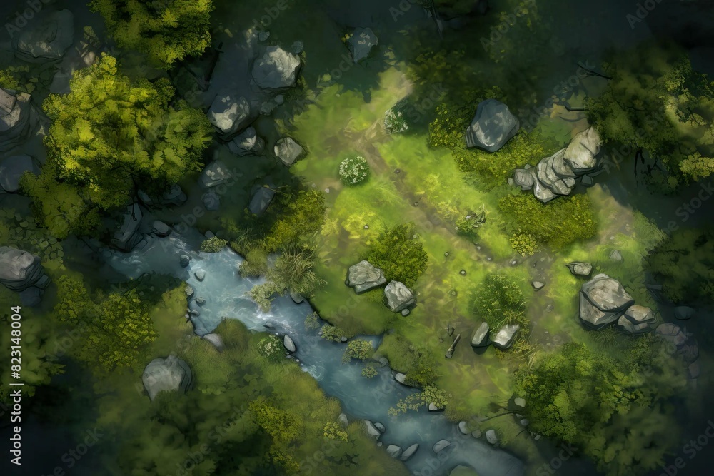 DnD Battlemap Forest encounter: Mysterious creatures in dense woods. DnD Battlemap Forest encounter: Mysterious creatures in dense woods.