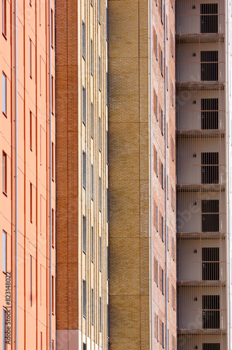  Abstract exterior architecture facade of apartment building