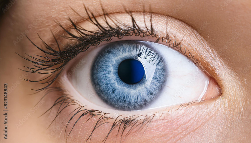 Fototapeta premium Close up macro human eye blue color