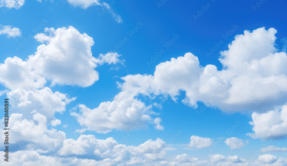 Serene Blue Sky with Fluffy Clouds Serene Blue Sky with Fluffy Clouds