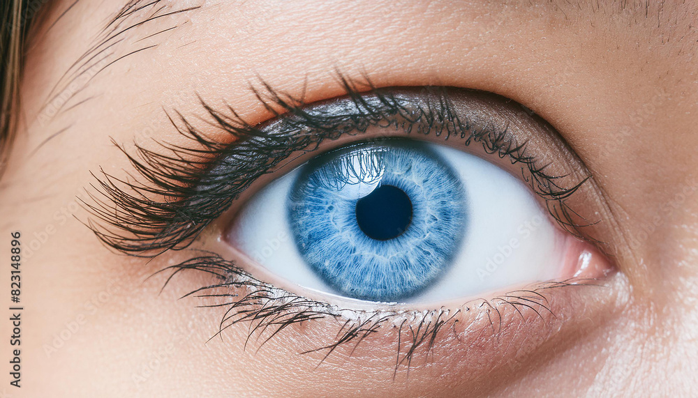 Fototapeta premium Close up macro human eye blue color