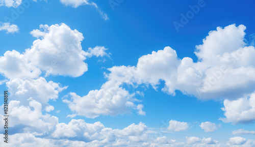 Serene Blue Sky with Fluffy Clouds