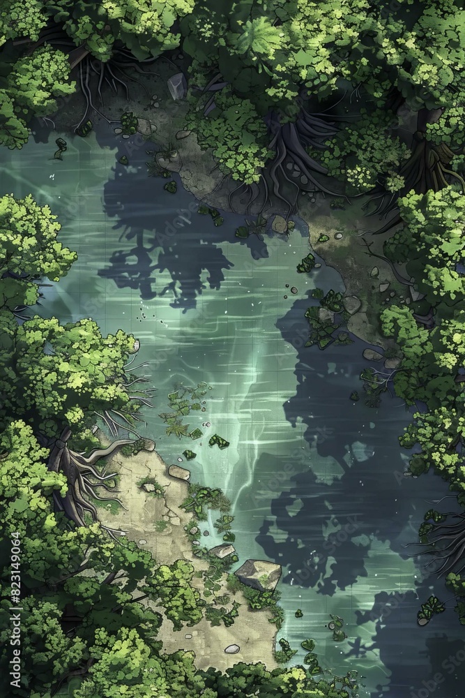 DnD Battlemap Forest on the Enchanted Estuary - Tranquil woods by the riverbank. DnD Battlemap Forest on the Enchanted Estuary - Tranquil woods by the riverbank.