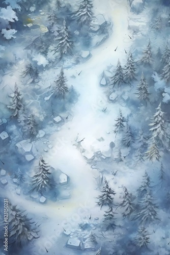 DnD Battlemap Frostpine Forest - A snowy wintry woodland. © Fox