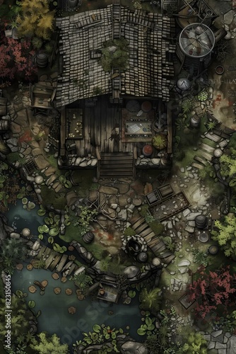 DnD Battlemap Hags Hut in a Swamp. © Fox