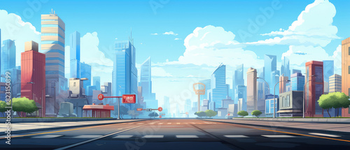 Vibrant Cartoon Metropolis Cityscape Illustration