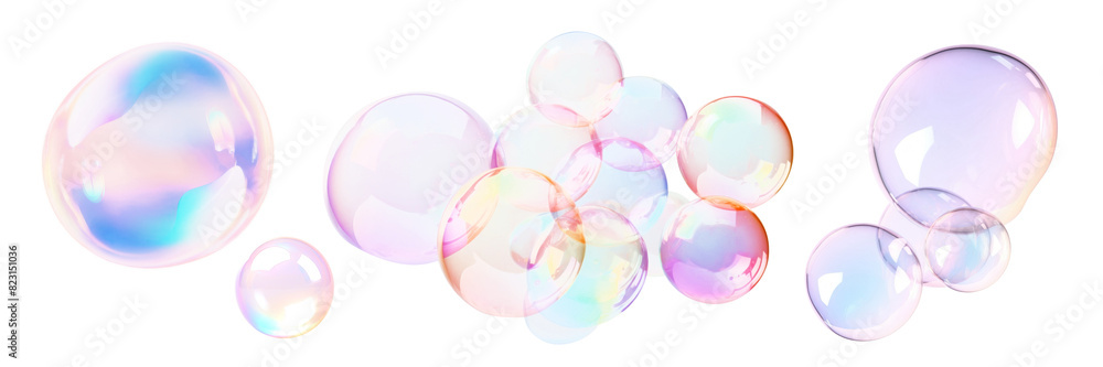 Bubble transparent effect  png element set on transparent background