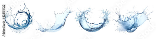 Water effect png element set on transparent background