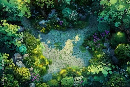 DnD Battlemap Magical Enchanted Forest: Luminous Trees in Nature.