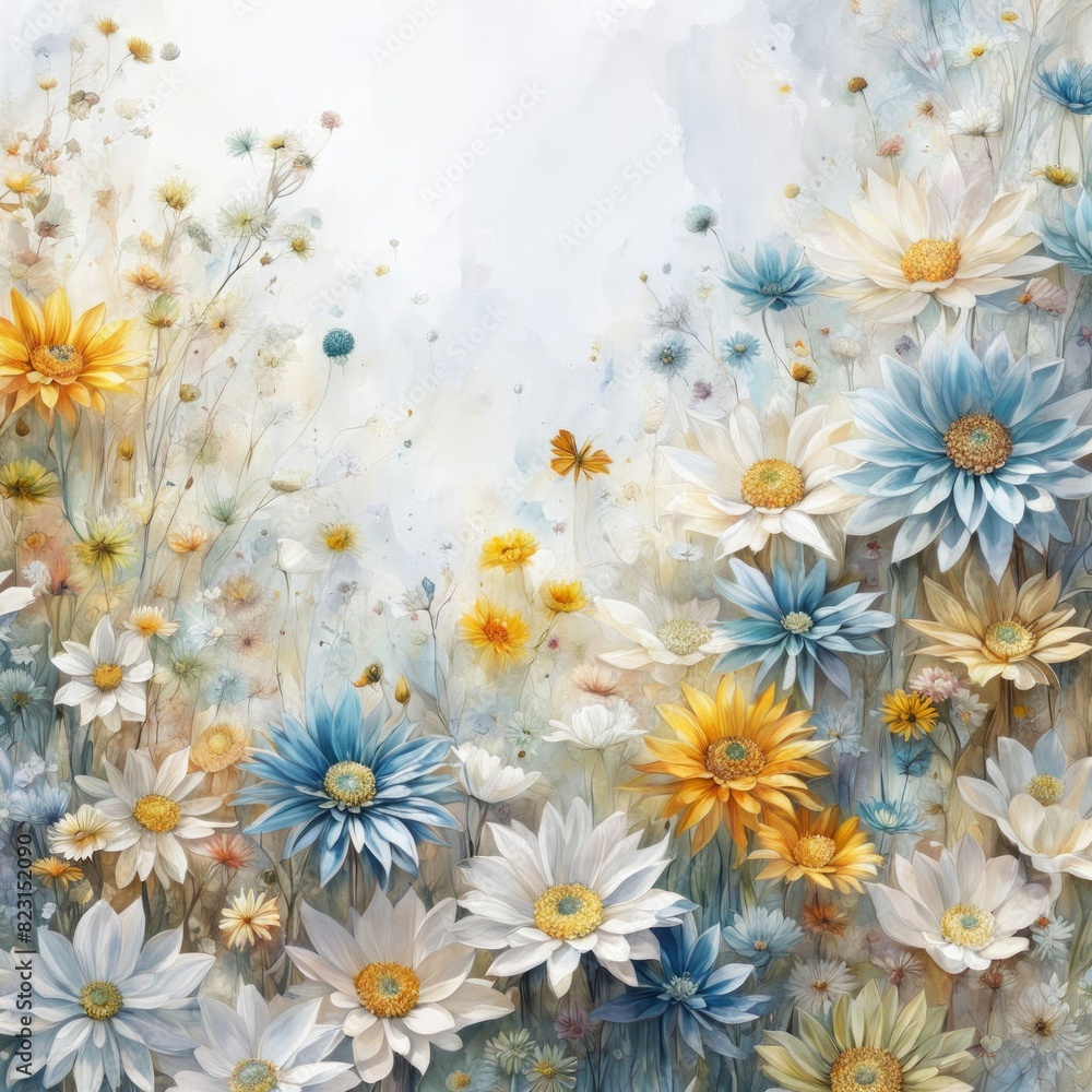 A Garden Symphony with the stunning colorful flowers in oil painting - Generative Ai