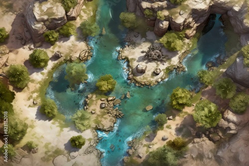 DnD Battlemap Mirage Desert Spring: A Tantalizing Water Scene.