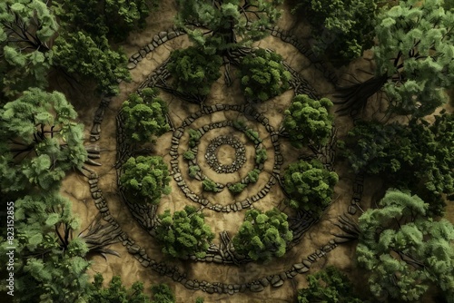 DnD Battlemap Mystical Woodland Circle Trees Landscape.ecoreforest