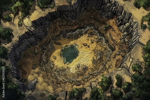 DnD Battlemap Quicksand Pit Battlemap. Un piège mortel dans une arène. photo