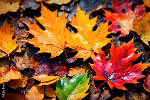 Colorful autumn fallen leaves  abstract background wallpaper texture pattern