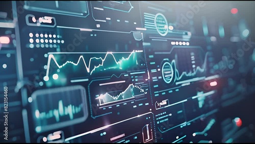 In motion, blue abstract medical interface. Futuristic health infographics and technology HUD elements.